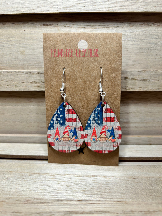 Americana Gnomes Teardrop Earrings