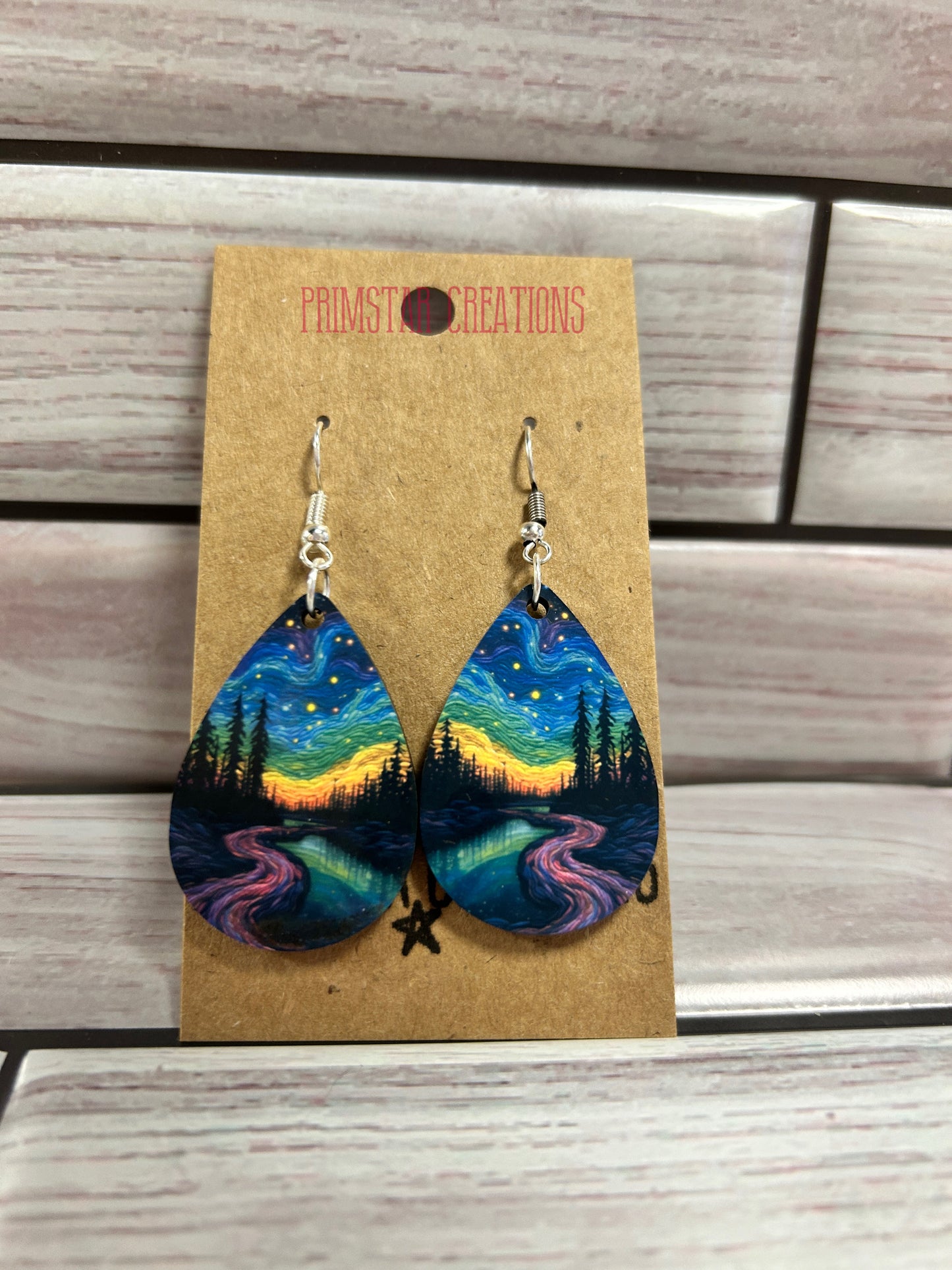 Embroidery Northern Lights Teardrop Earrings