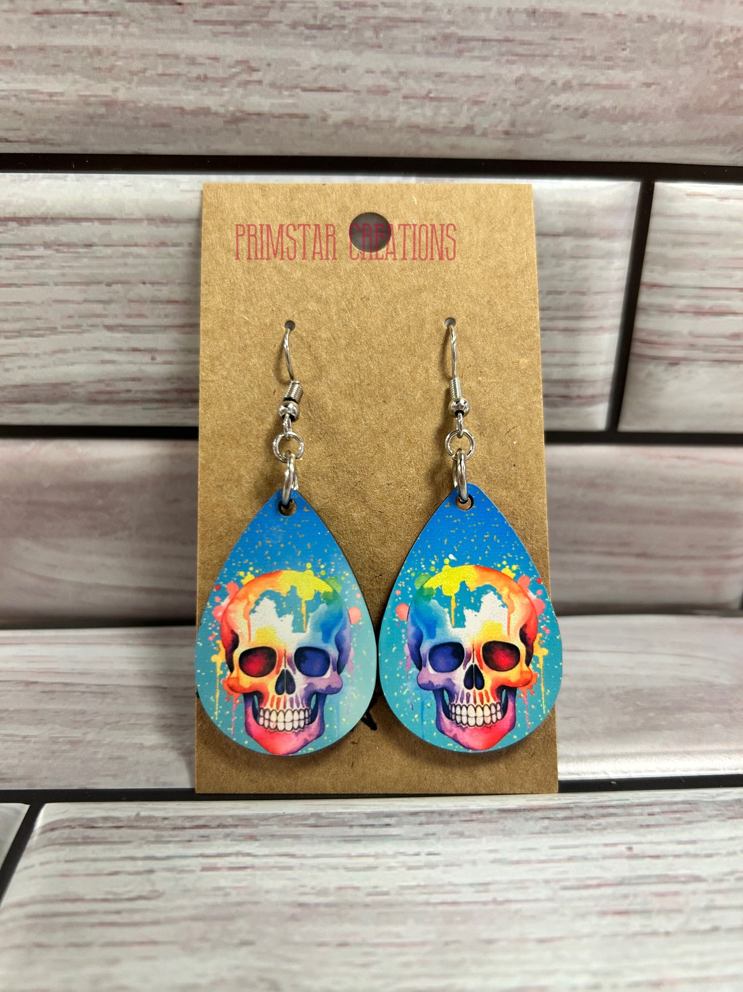 Rainbow Skeleton Teardrop Earrings