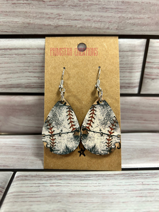 Baseball Teardrop Earrings