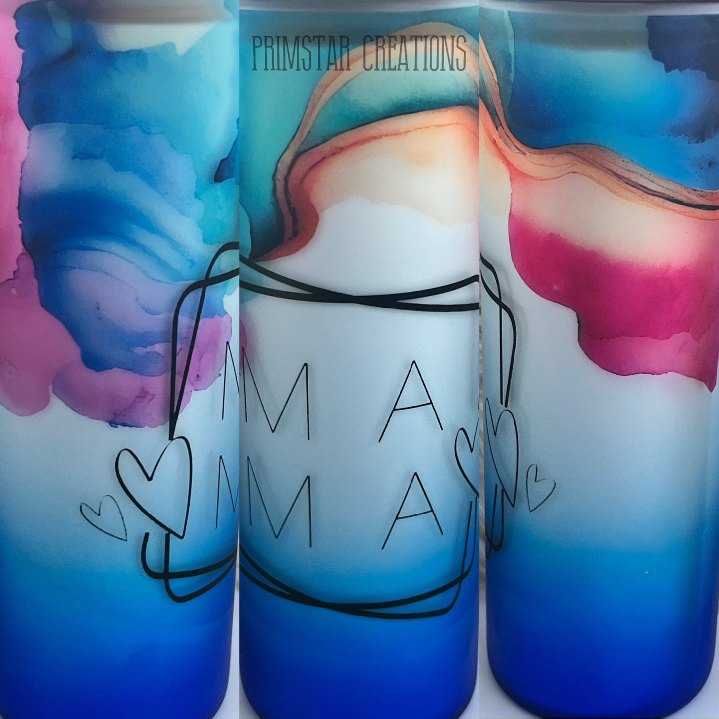 MAMA Blue Ombre 25oz Glass Tumbler