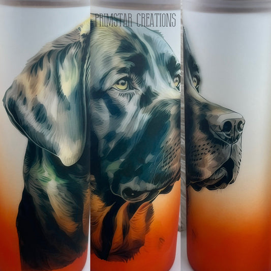 Black Labrador Orange Ombre 25oz Glass Tumbler