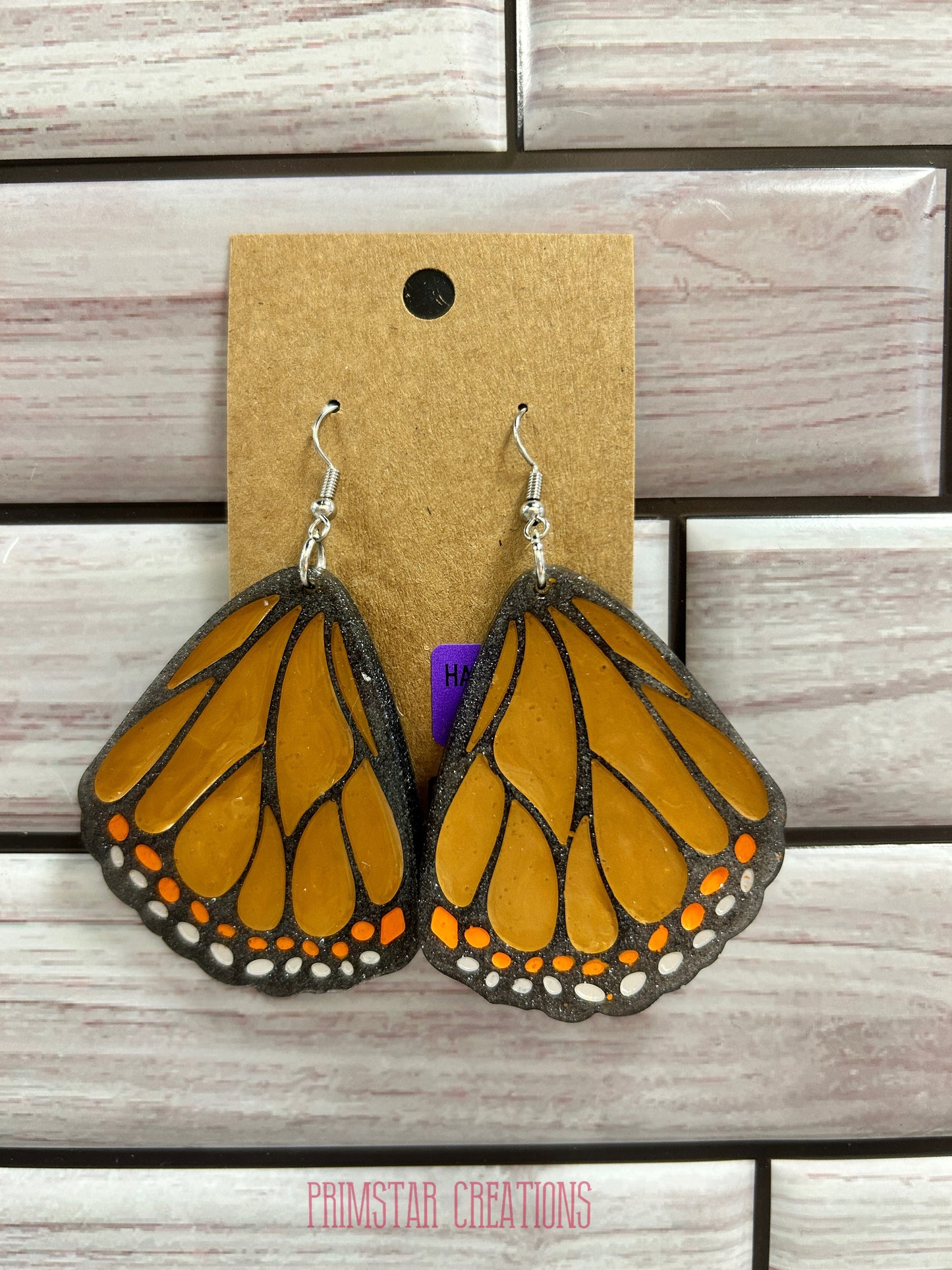 Butterfly Wings Handpainted Dangle Earrings