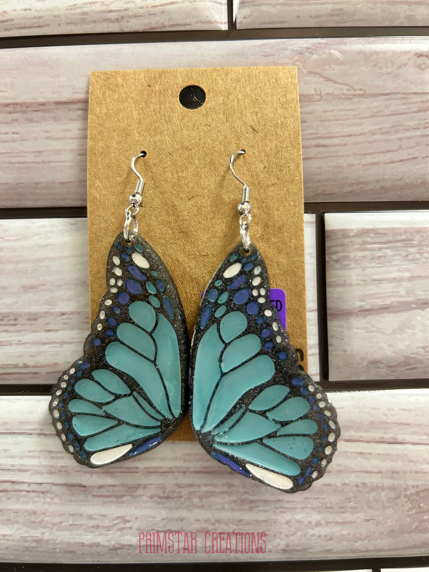 Butterfly Wings Handpainted Dangle Earrings