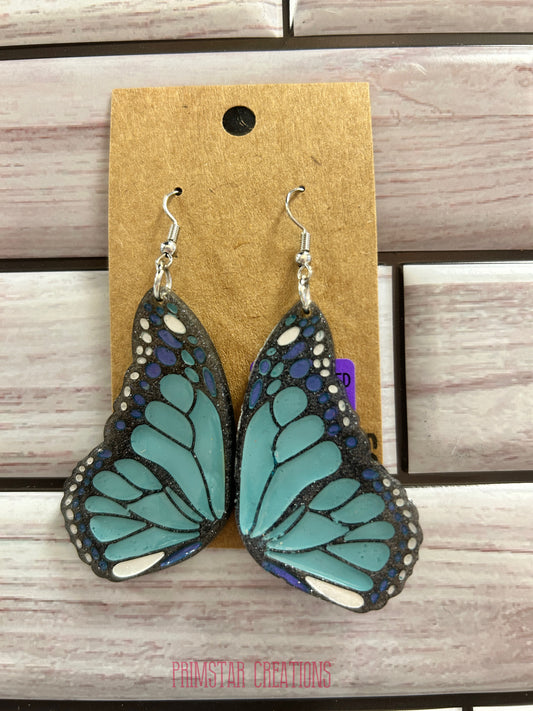 Butterfly Wings Handpainted Dangle Earrings