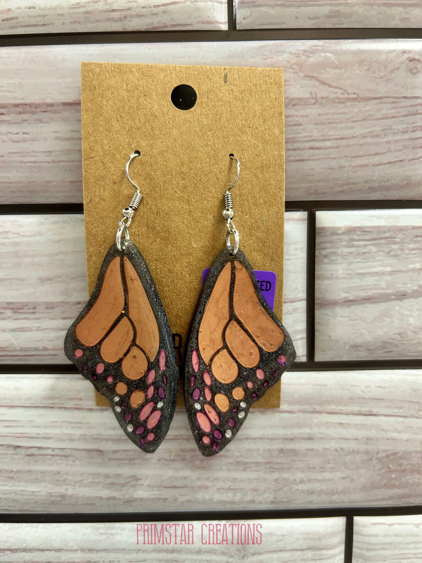 Butterfly Wings Handpainted Dangle Earrings