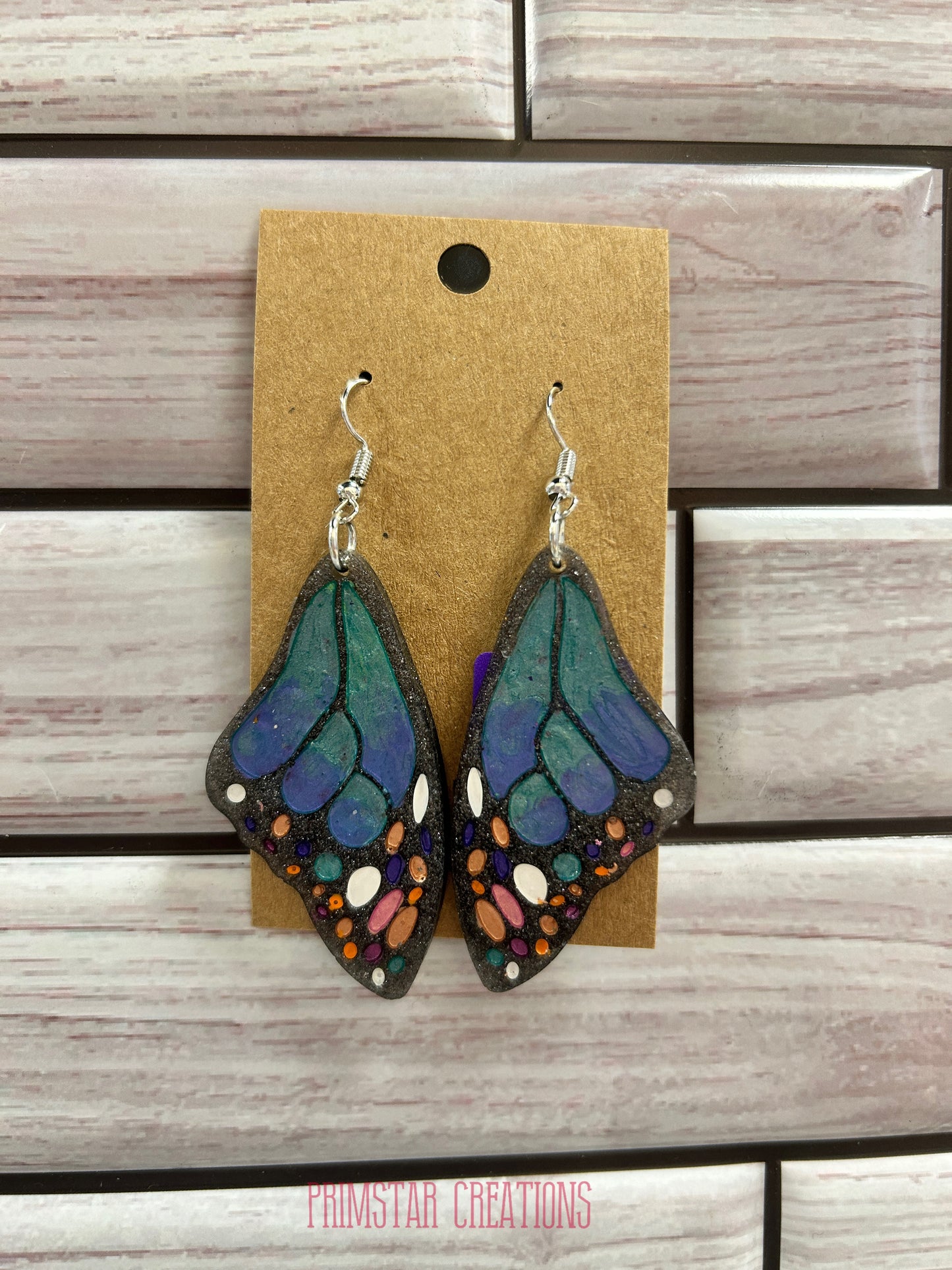 Butterfly Wings Handpainted Dangle Earrings