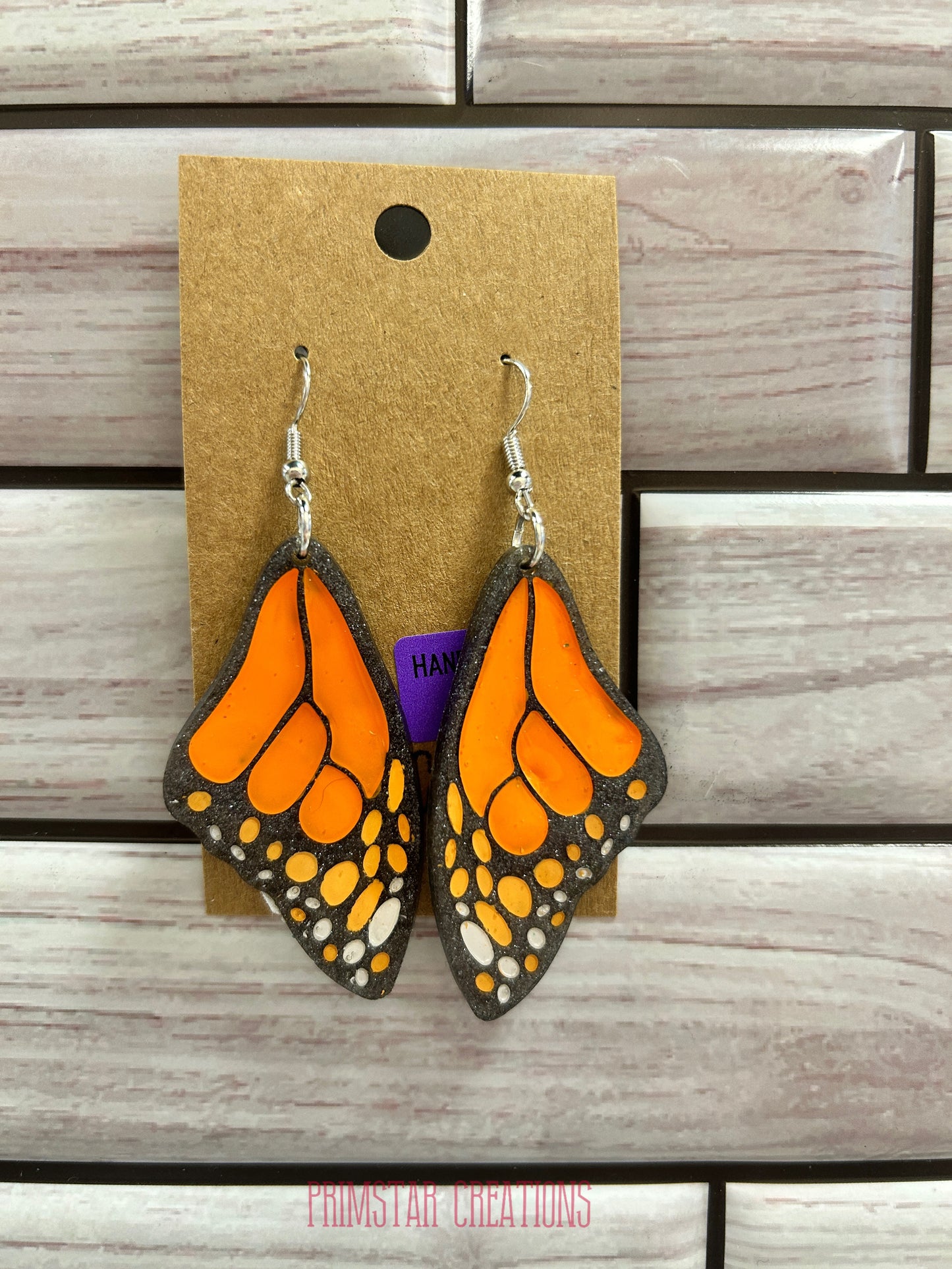 Butterfly Wings Handpainted Dangle Earrings