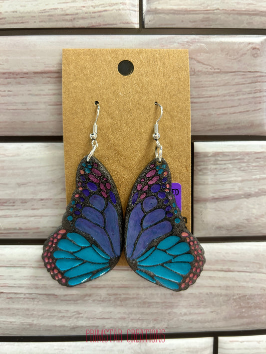 Butterfly Wings Handpainted Dangle Earrings