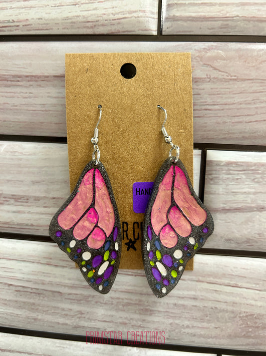 Butterfly Wings Handpainted Dangle Earrings