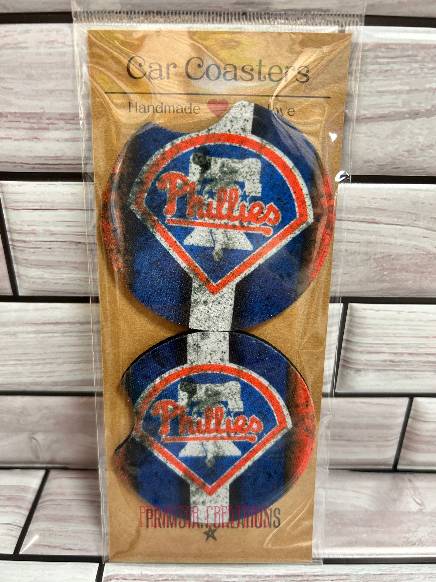 Phillies Neoprene Car Coasters, Set of 2