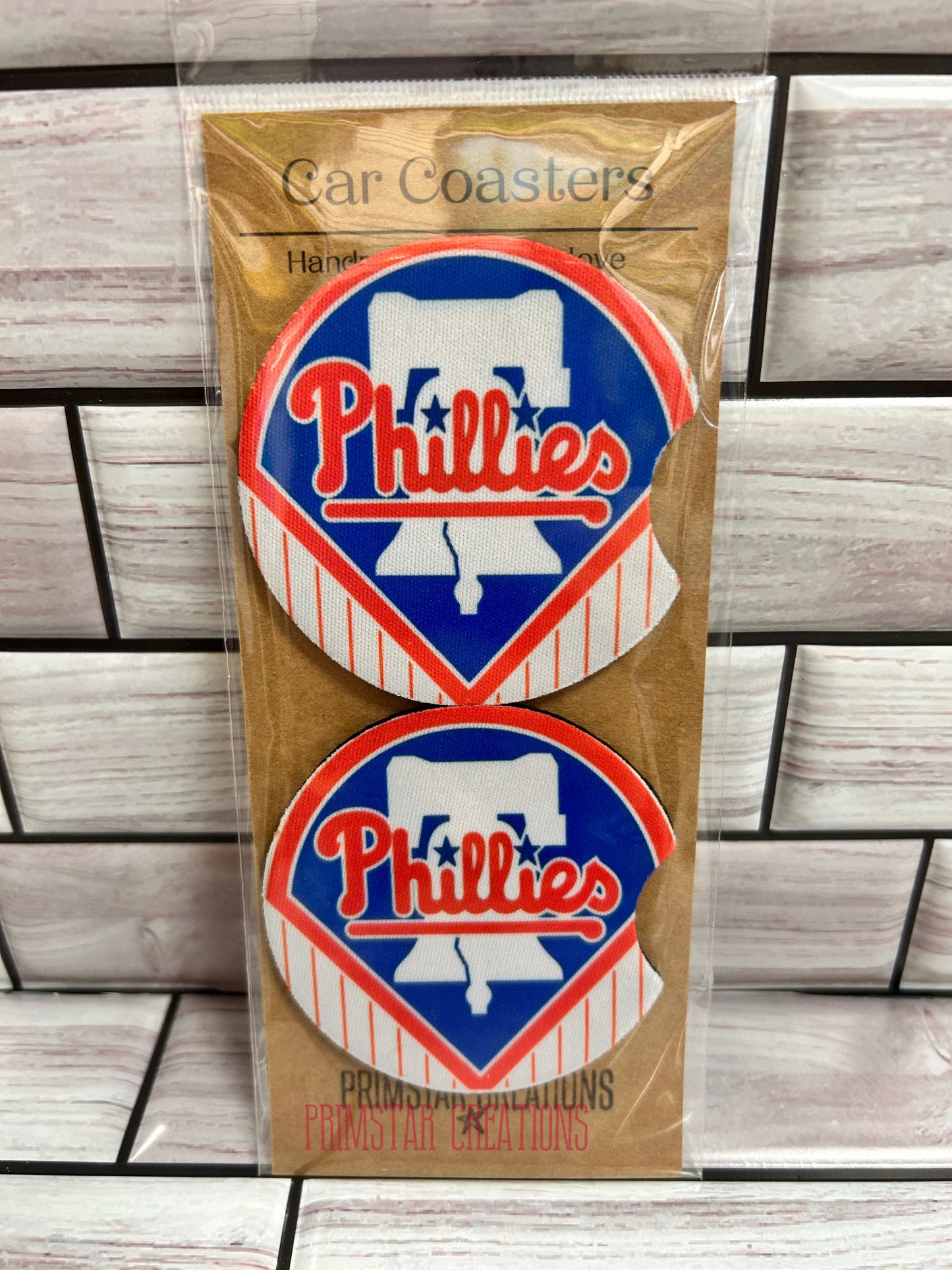 Phillies Neoprene Car Coasters, Set of 2