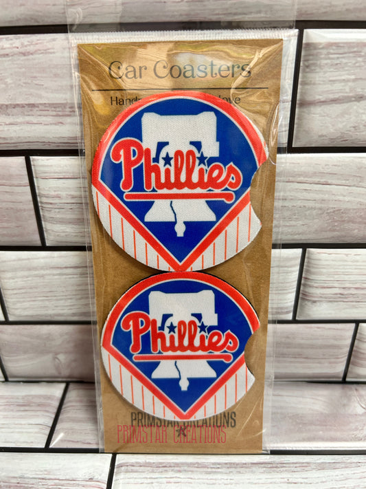 Phillies Neoprene Car Coasters, Set of 2