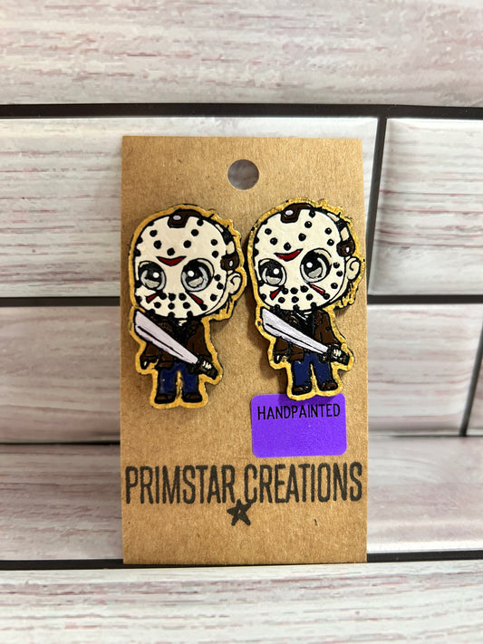 Jason Voorhees Handpainted Stud Earrings