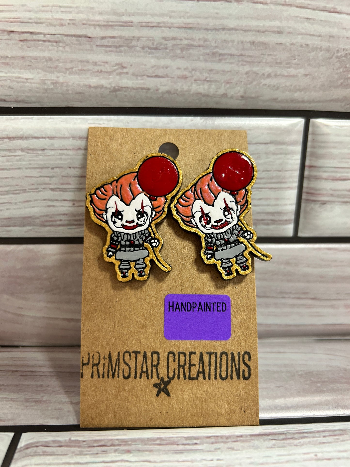 Pennywise Handpainted Stud Earrings