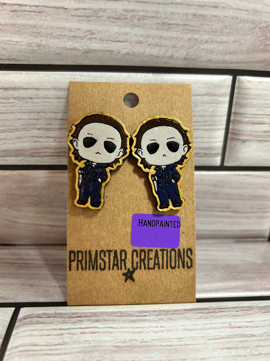 Michael Myers Handpainted Stud Earrings