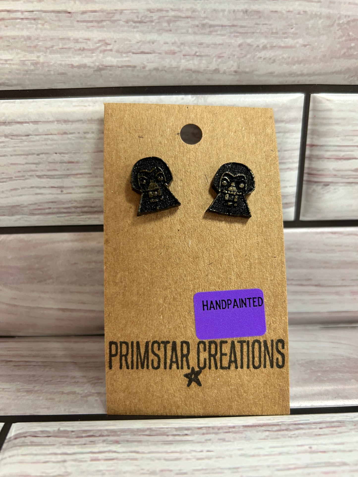 Darth Vader Handpainted Stud Earrings