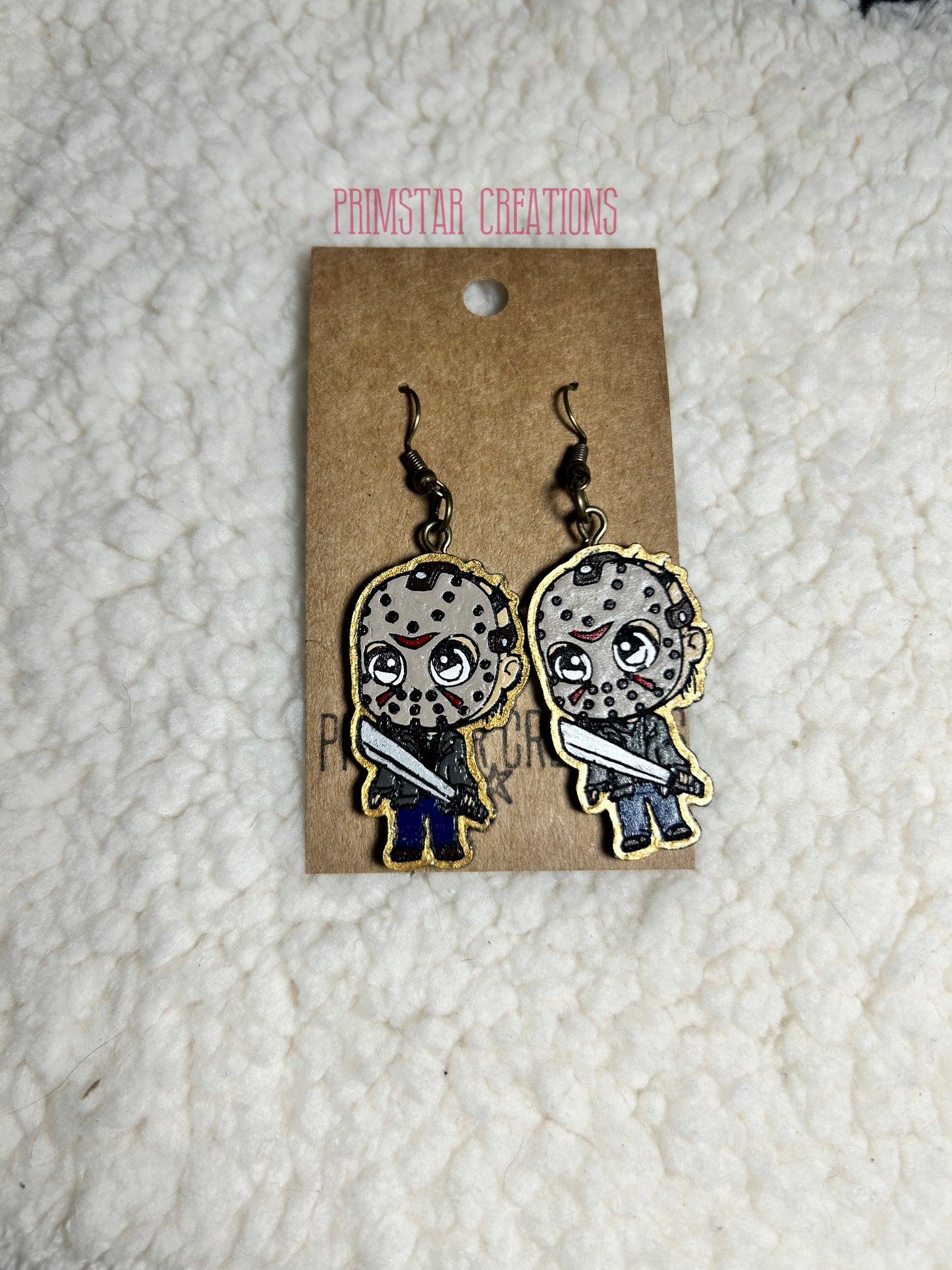 Jason Voorhees Handpainted Dangle Earrings