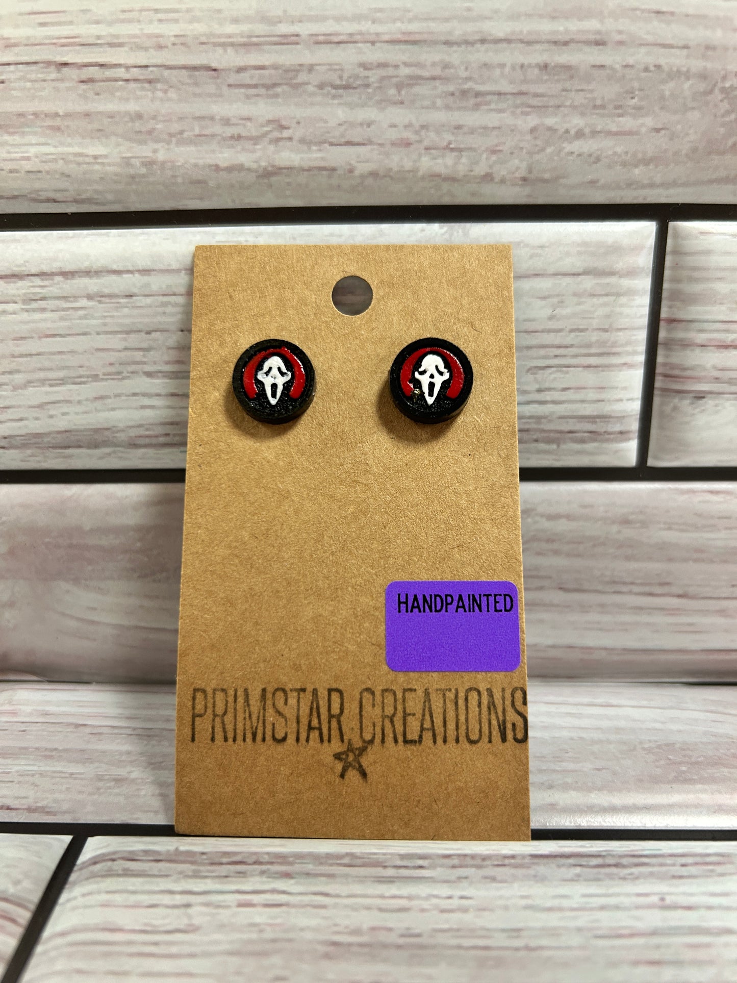 Ghostface Handpainted Stud Earrings