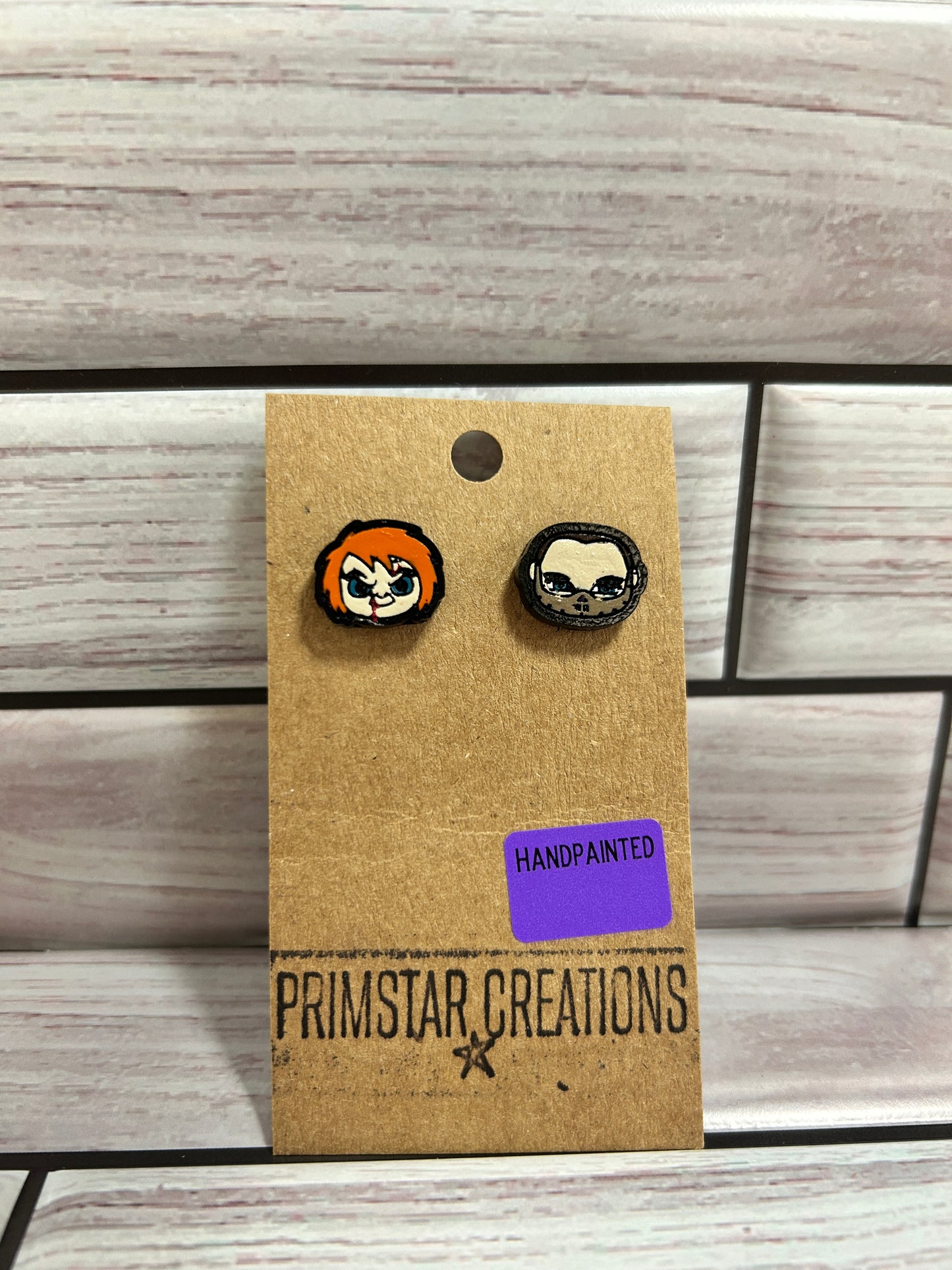 Chucky & Hannibal Haindpainted Stud Earrings