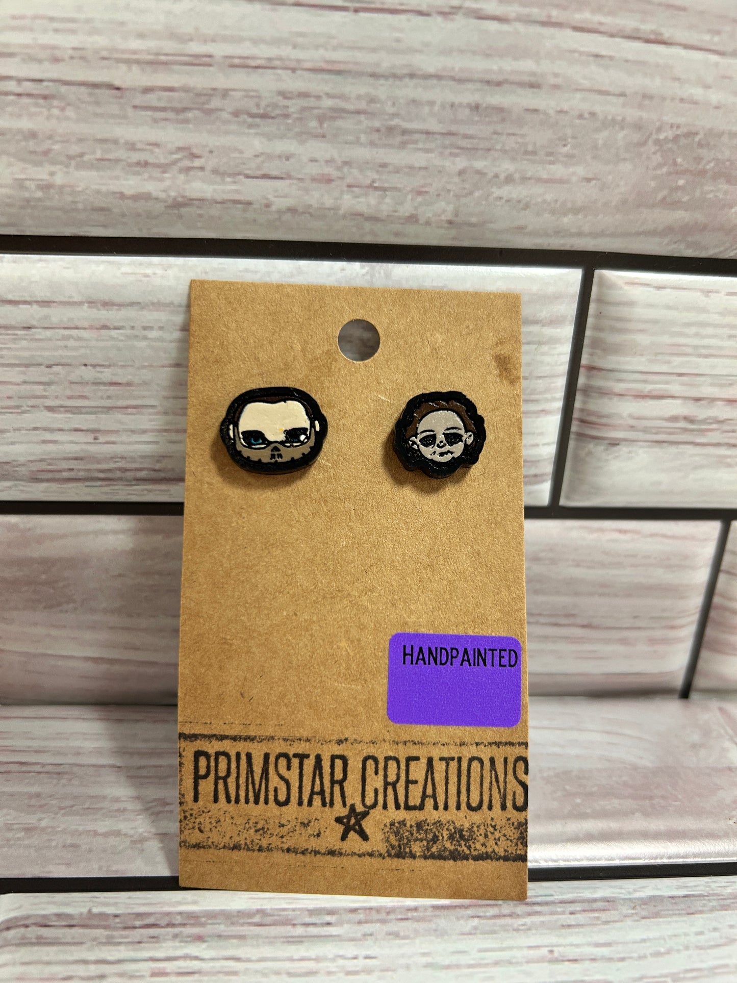 Hannibal & MIchael Myers Handpainted Stud Earrings