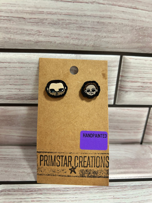 Hannibal & MIchael Myers Handpainted Stud Earrings