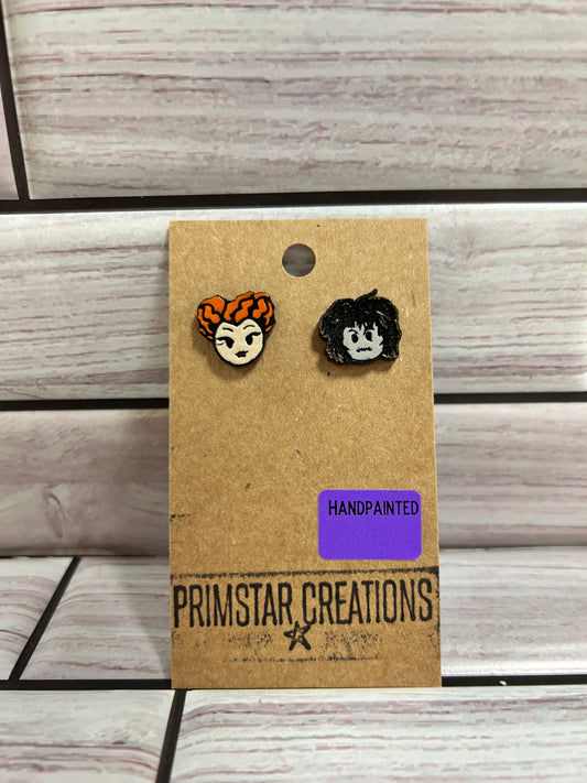 Winifred Sanderson & Billy Butcherson Handpainted Stud Earrings