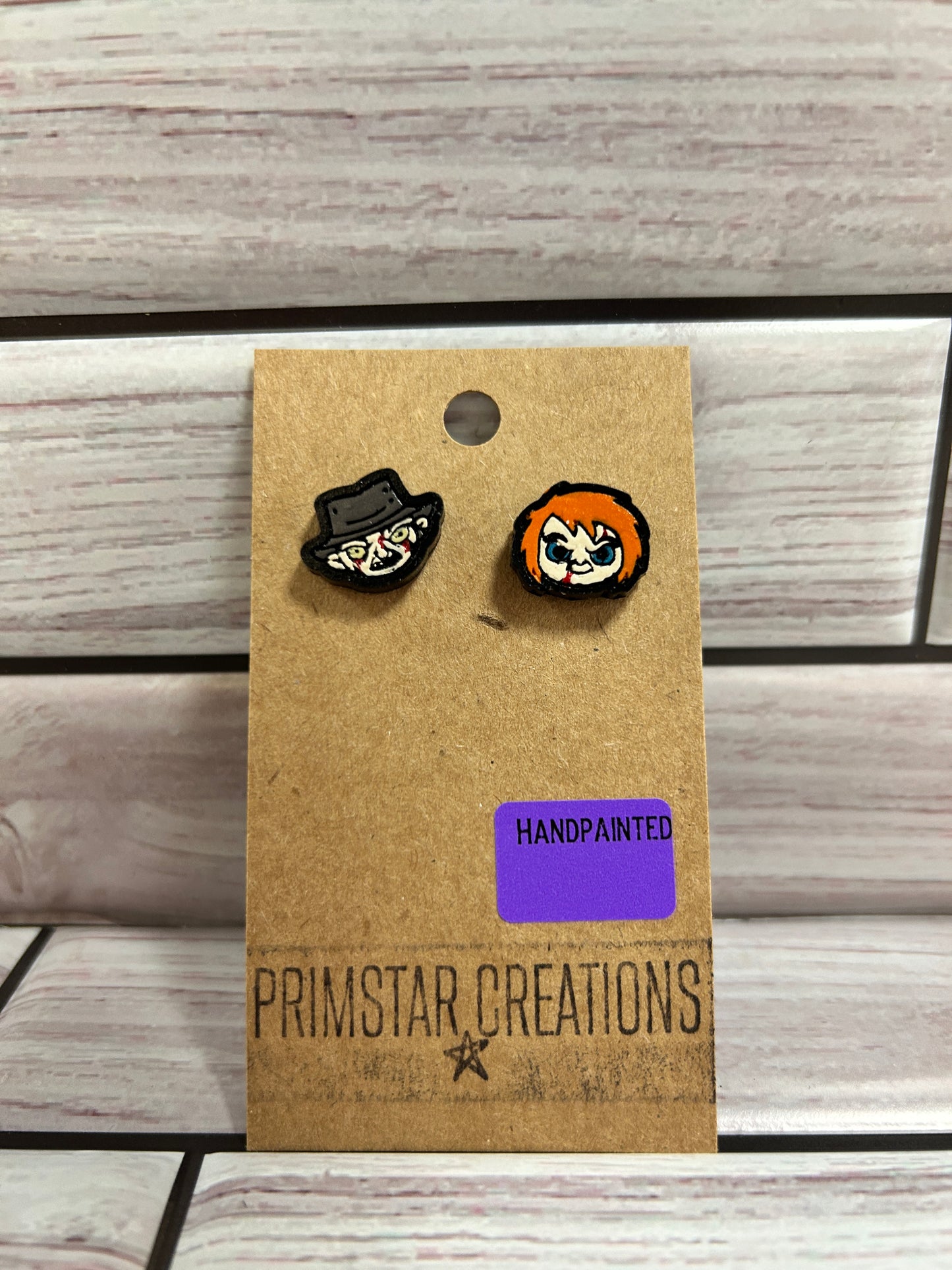 Freddy & Chucky Handpainted Stud Earrings