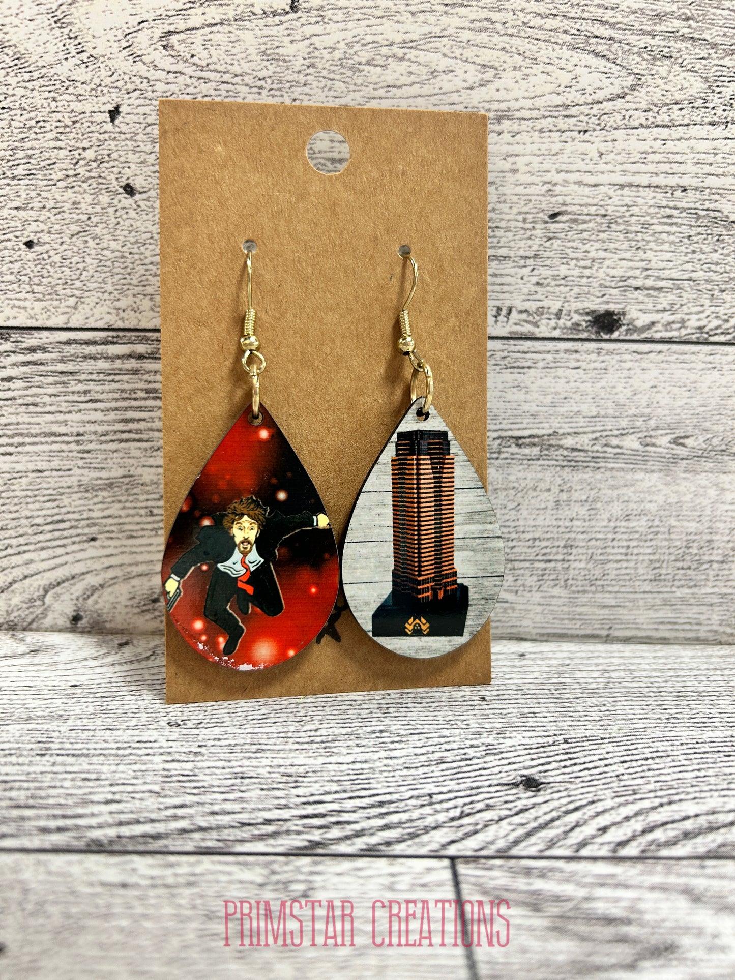 Hans Gruber & Nakatomi Tower Teardrop Earrings