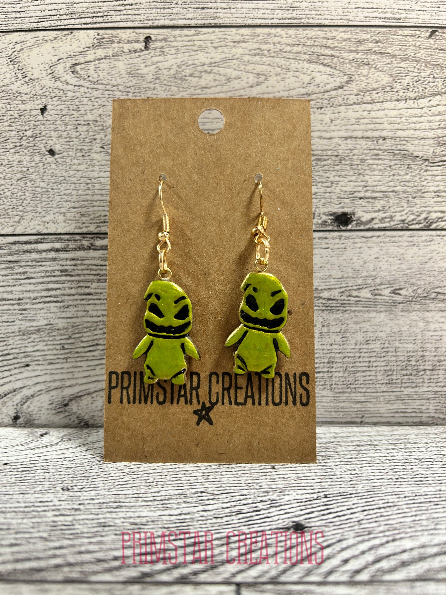 Green Boogie Man Handpainted Polymer Clay Earrings