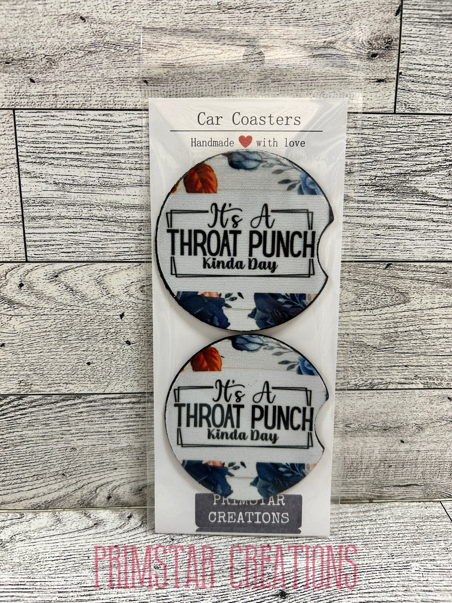 It's A Throat Punch Kinda Day Neoprene Car Coasters, Set of 2