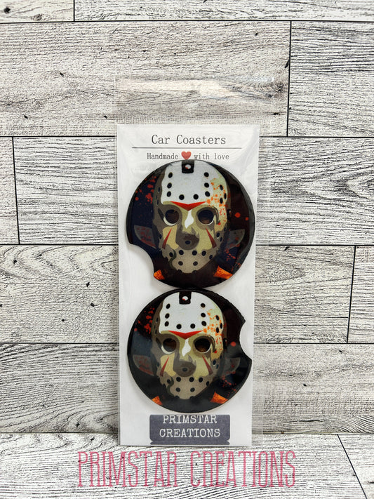 Jason Mask Neoprene Car Coasters, Set of 2