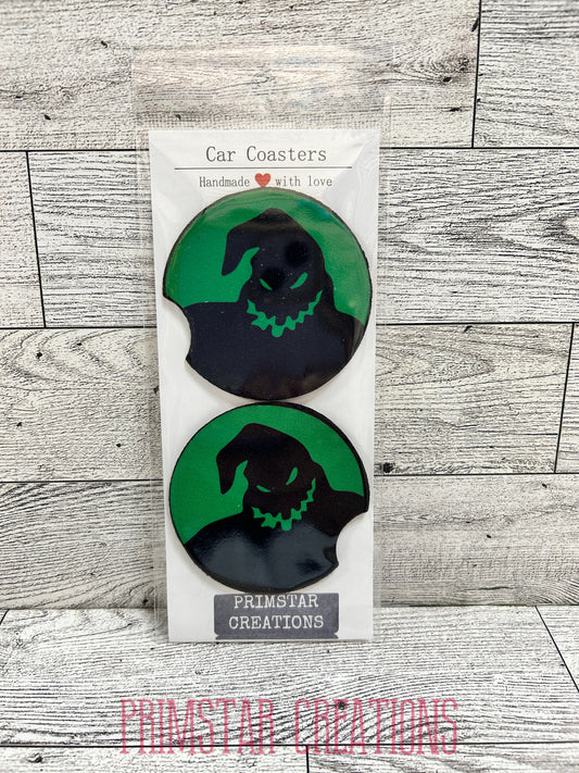 Green Boogie Man Man Neoprene Car Coasters, Set of 2