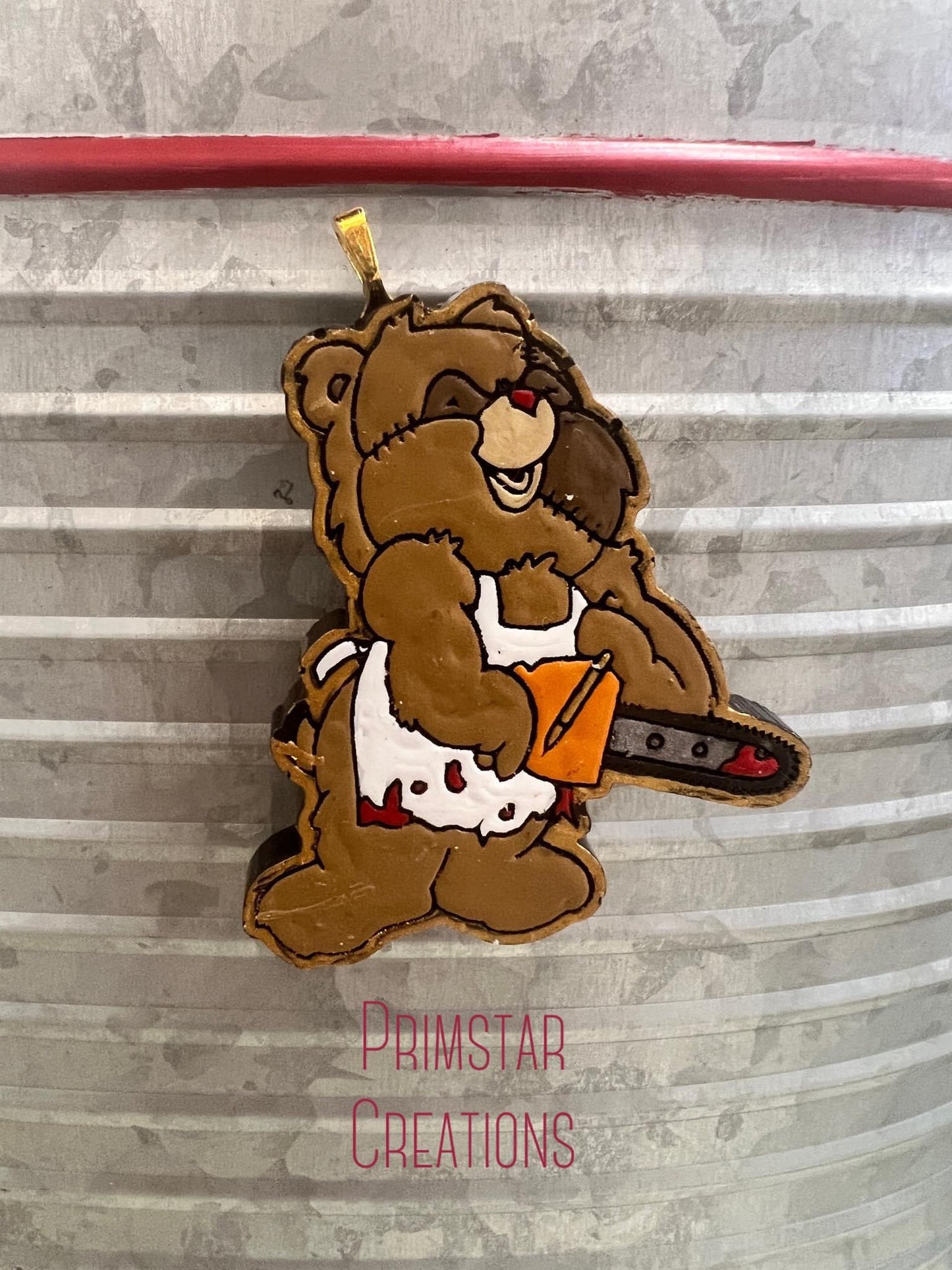 Leatherface Scare Bear Handpainted Magnet / Ornament