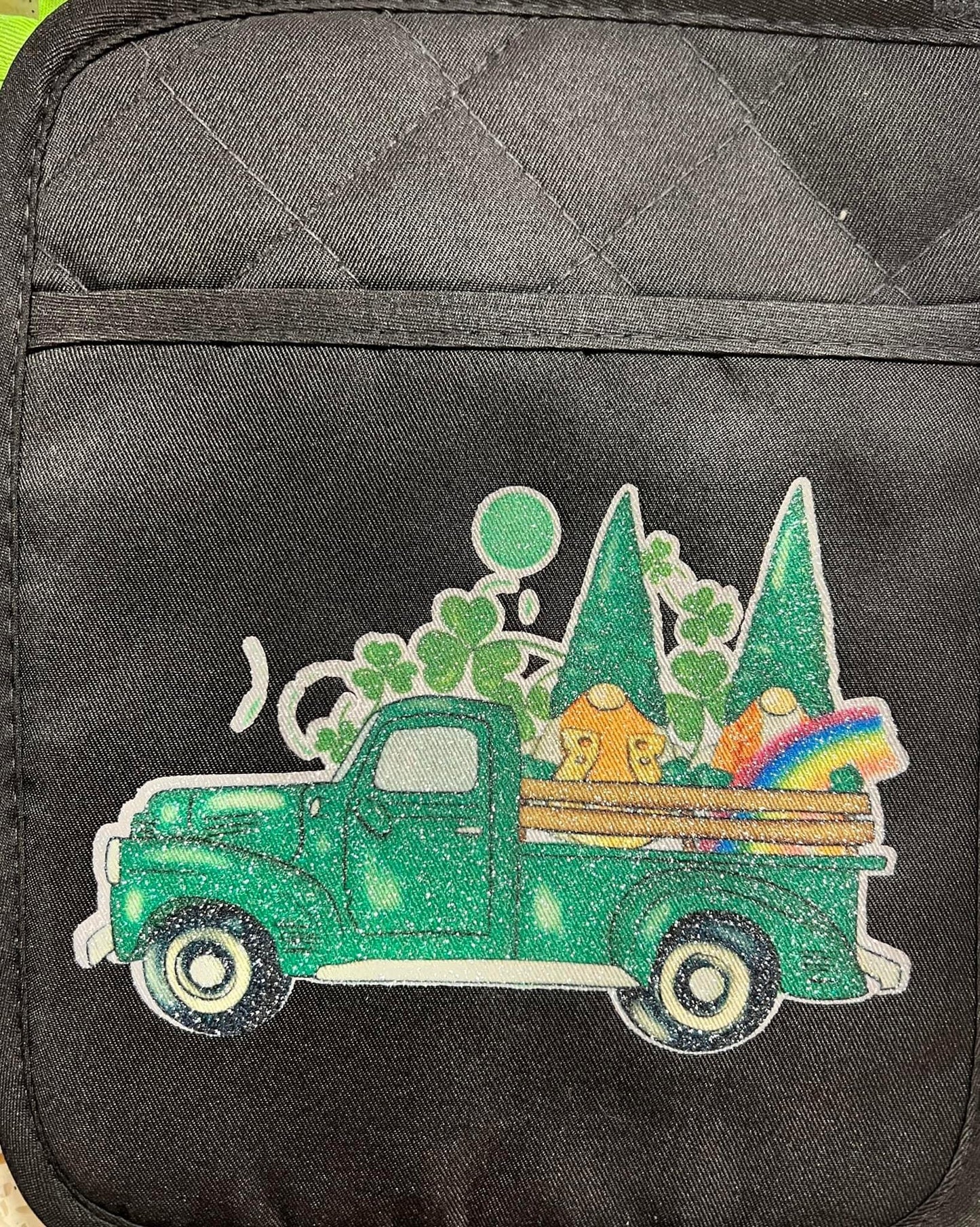 Gnomes In A Green Truck Oven Mitt